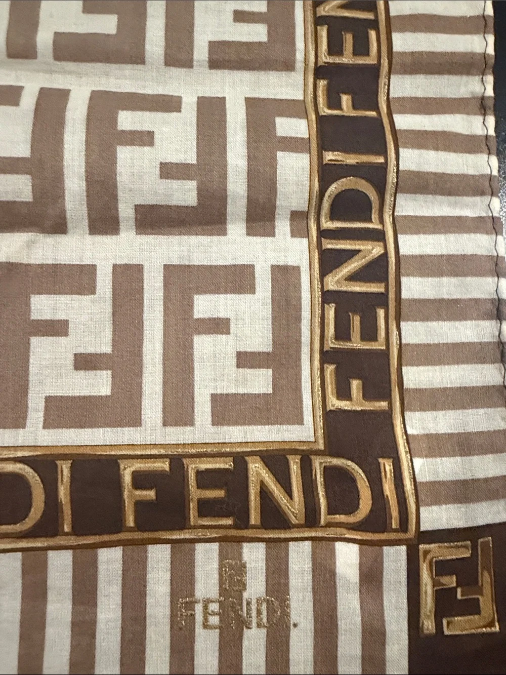 Fendi Brown and Cream FF Logo   Scarf